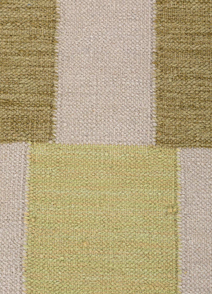 checkers ivory wool flat weaves Rug - CloseUp