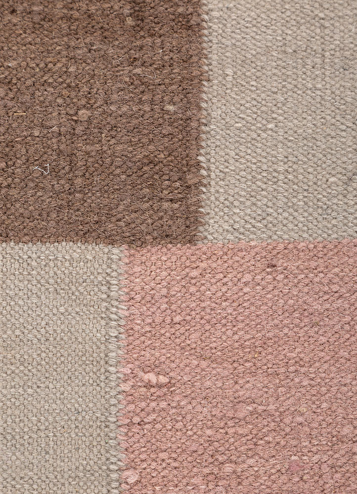 checkers ivory wool flat weaves Rug - CloseUp