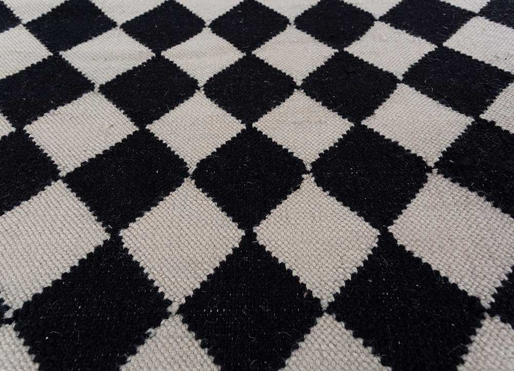 alhambra grey and black wool flat weaves Rug - CloseUp