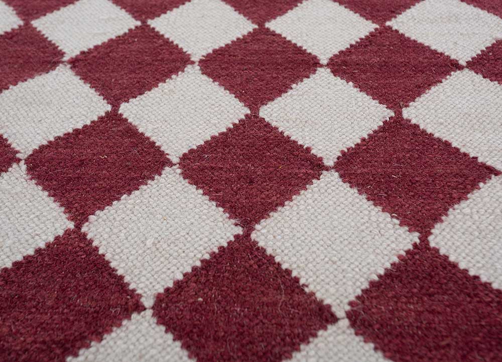 alhambra red and orange wool flat weaves Rug - CloseUp