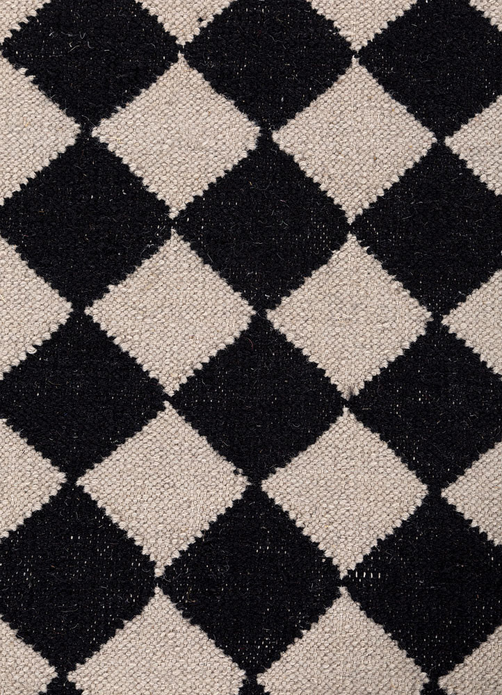 alhambra grey and black wool flat weaves Rug - CloseUp