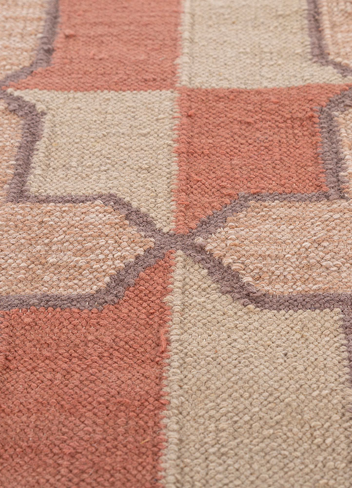 alhambra red and orange wool flat weaves Rug - CloseUp