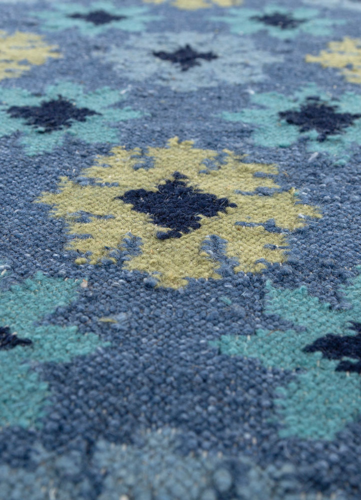 alhambra blue wool flat weaves Rug - CloseUp alhambra blue wool flat weaves Rug - CloseUp