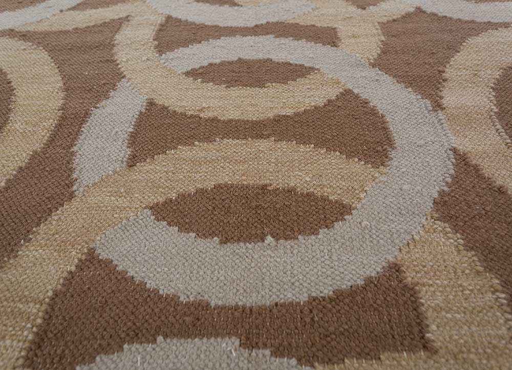 alhambra beige and brown wool flat weaves Rug - CloseUp
