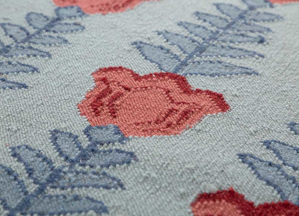 orenda blue wool flat weaves Rug - CloseUp