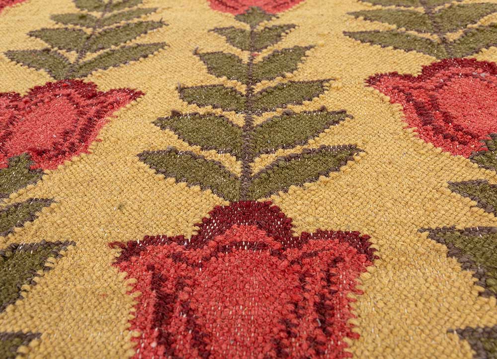 orenda gold wool flat weaves Rug - CloseUp