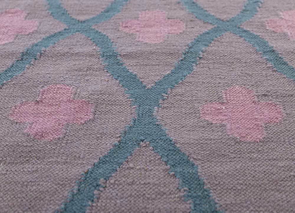 alhambra pink and purple wool flat weaves Rug - CloseUp alhambra pink and purple wool flat weaves Rug - CloseUp