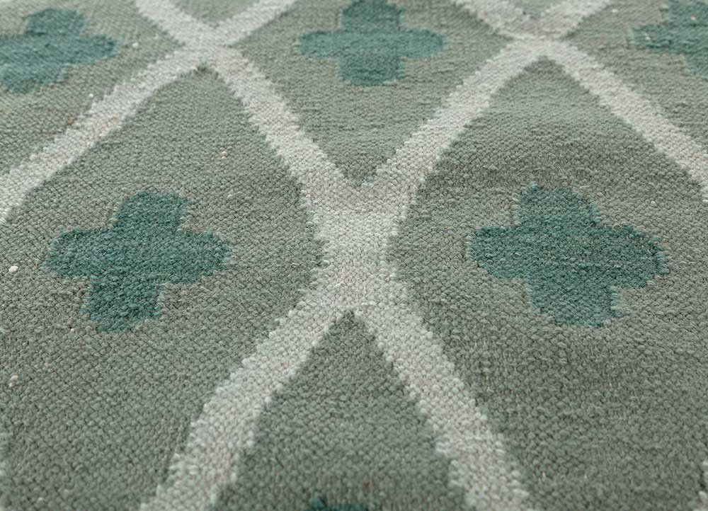 alhambra green wool flat weaves Rug - CloseUp alhambra green wool flat weaves Rug - CloseUp