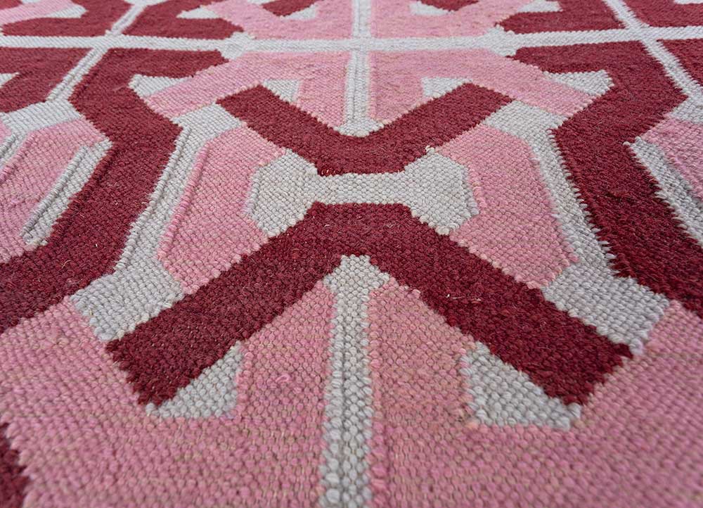alhambra red and orange wool flat weaves Rug - CloseUp