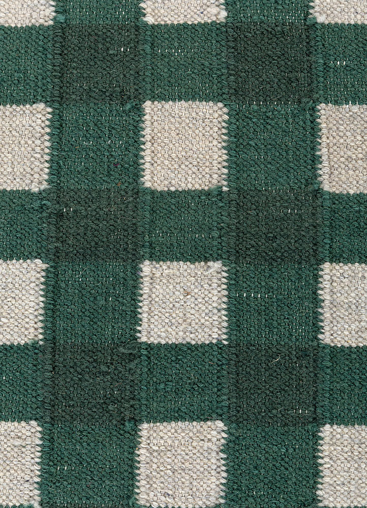 alhambra green wool flat weaves Rug - CloseUp