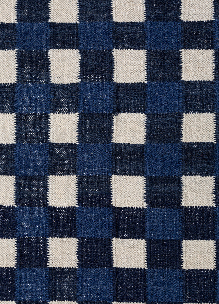 alhambra blue wool flat weaves Rug - CloseUp