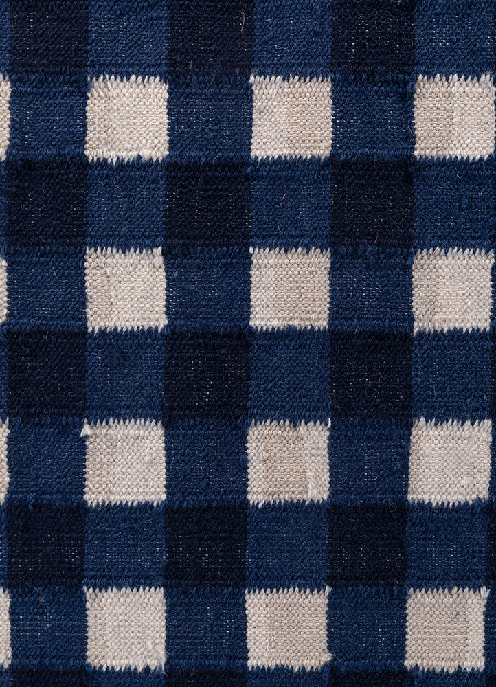 alhambra blue wool flat weaves Rug - CloseUp