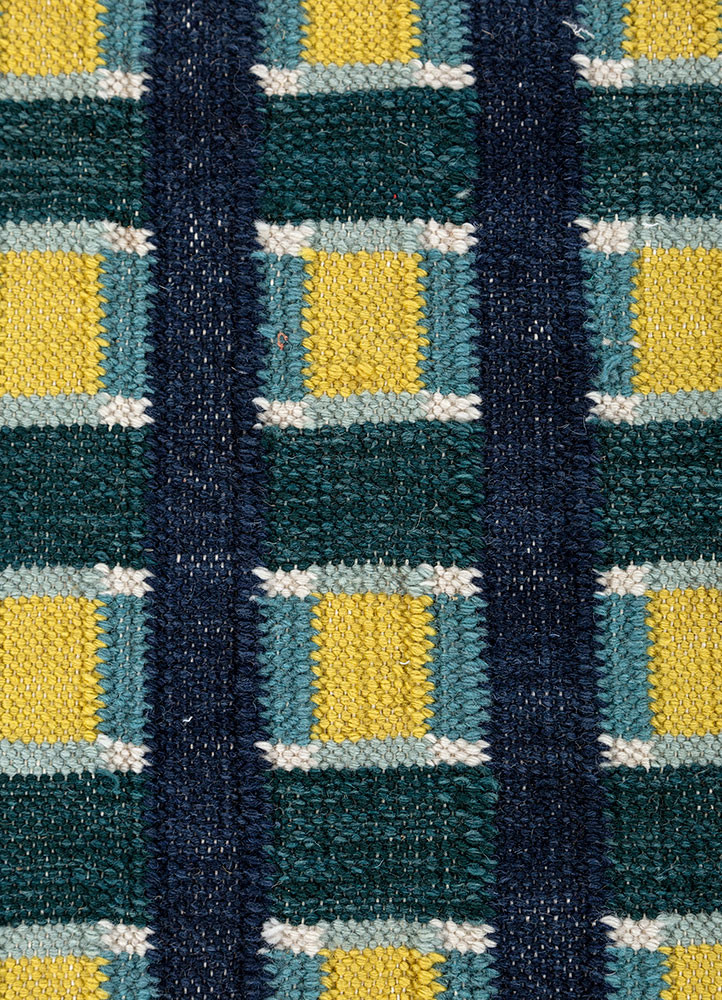 alhambra blue wool flat weaves Rug - CloseUp