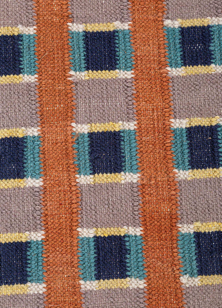 alhambra red and orange wool flat weaves Rug - CloseUp