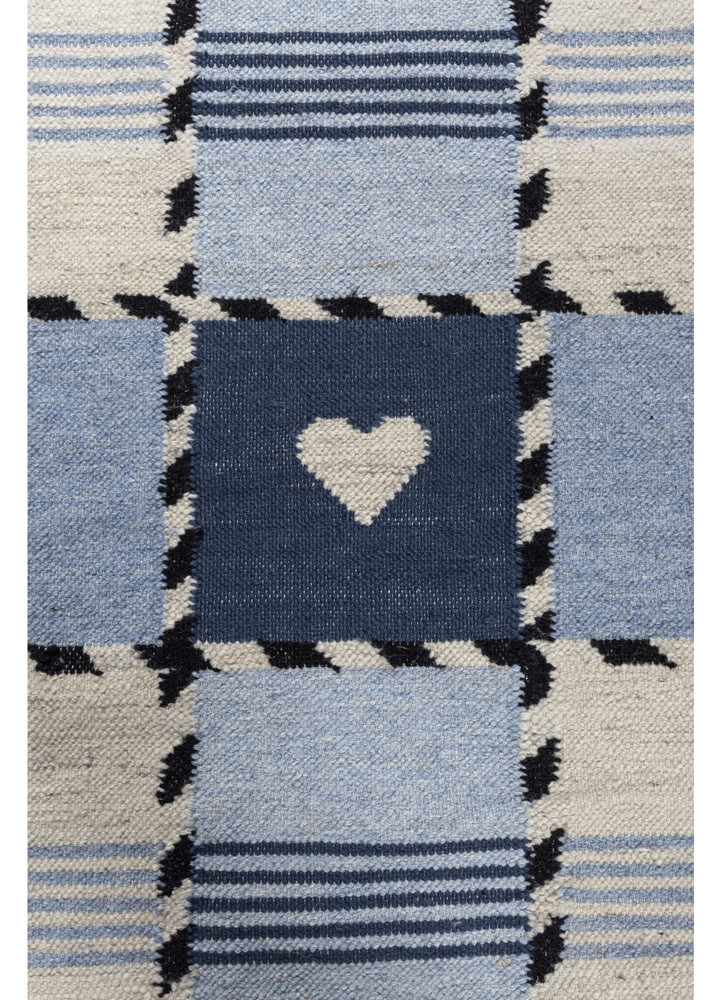 alhambra blue wool flat weaves Rug - CloseUp