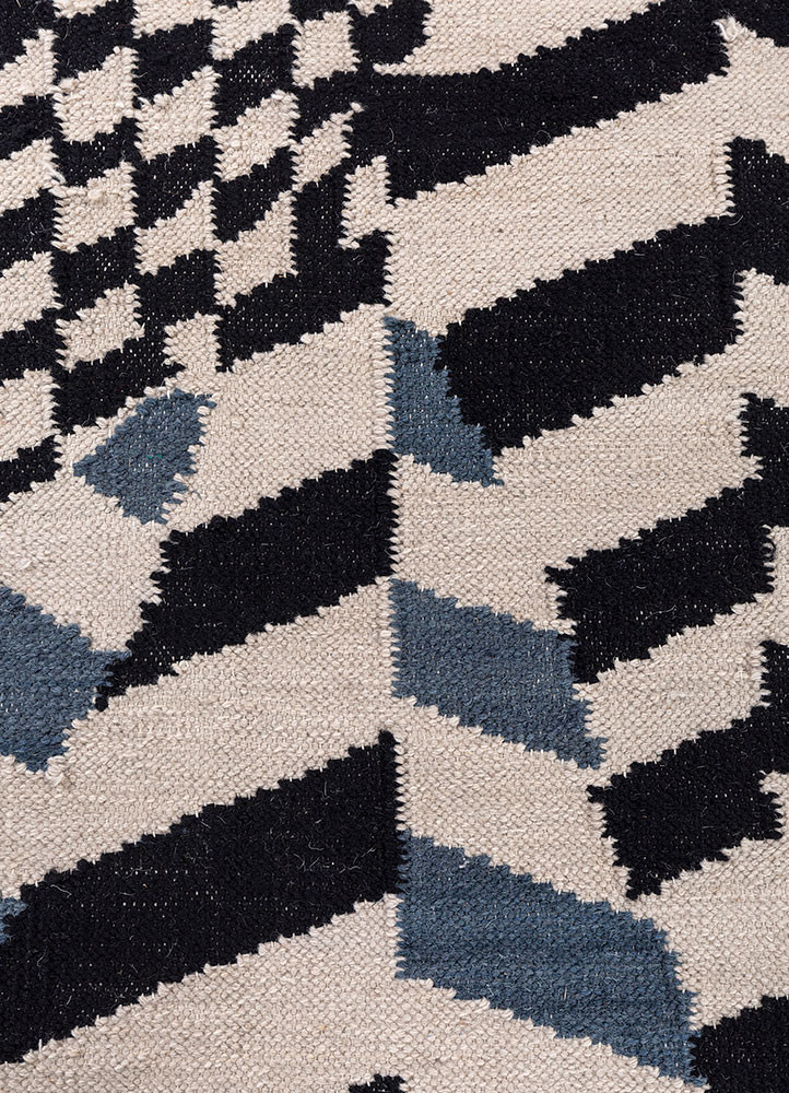 checkers grey and black wool flat weaves Rug - CloseUp