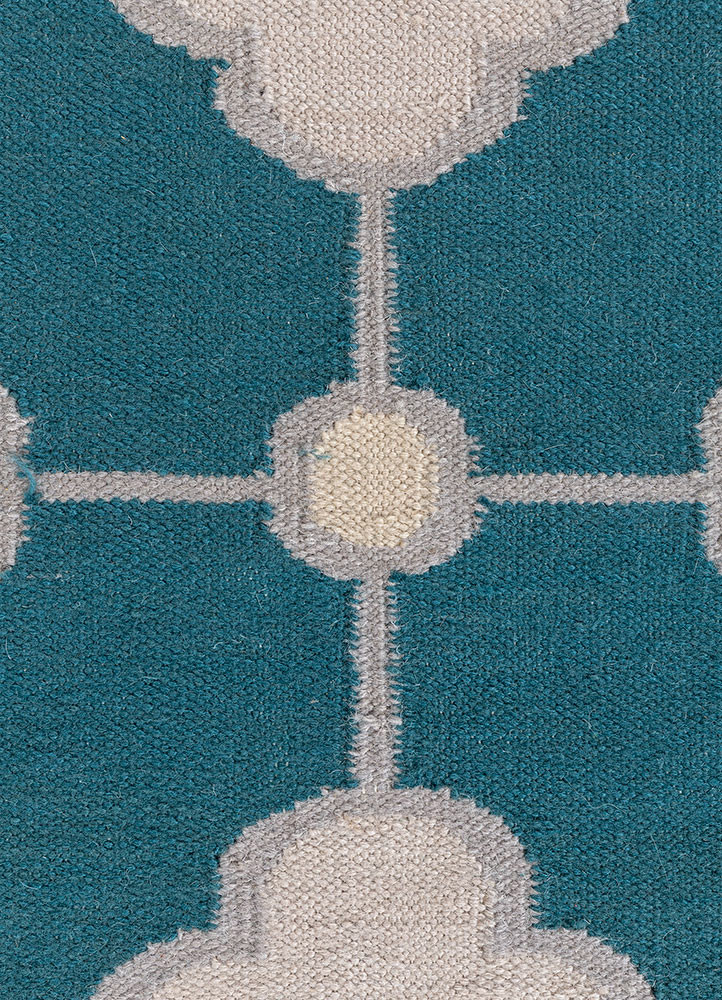 alhambra blue wool flat weaves Rug - CloseUp alhambra blue wool flat weaves Rug - CloseUp