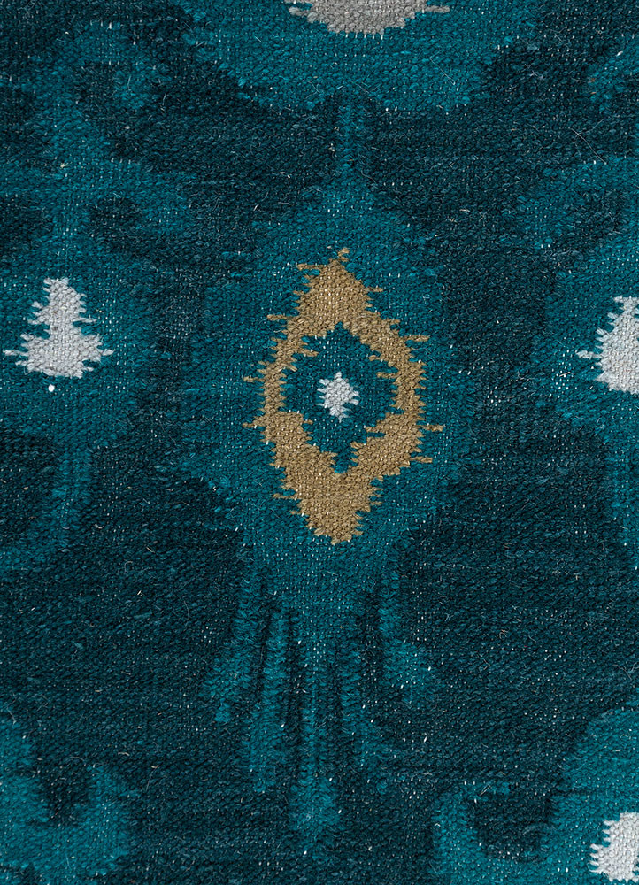 bedouin blue wool flat weaves Rug - CloseUp bedouin blue wool flat weaves Rug - CloseUp