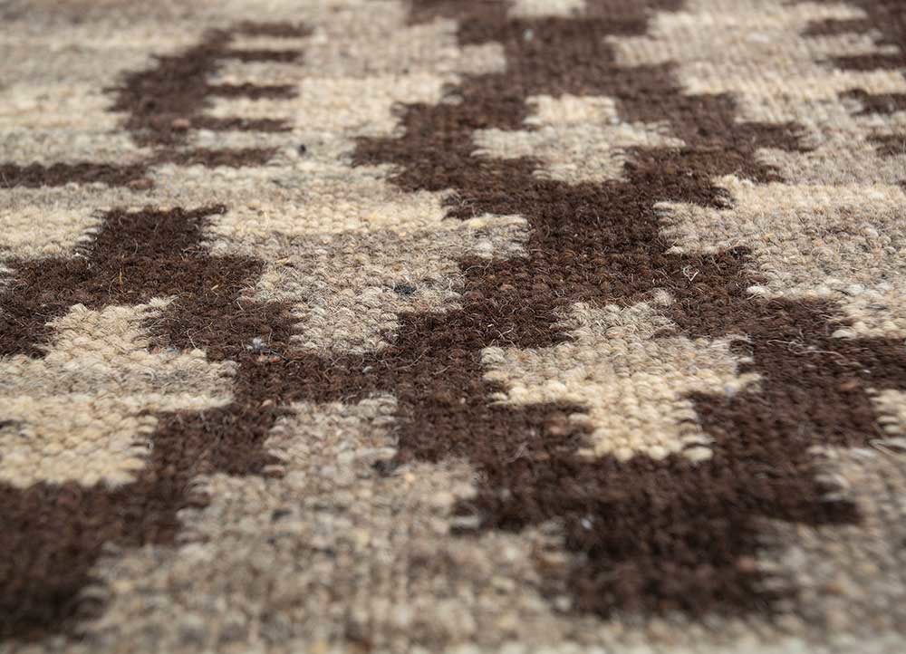bedouin beige and brown afghan wool flat weaves Rug - CloseUp