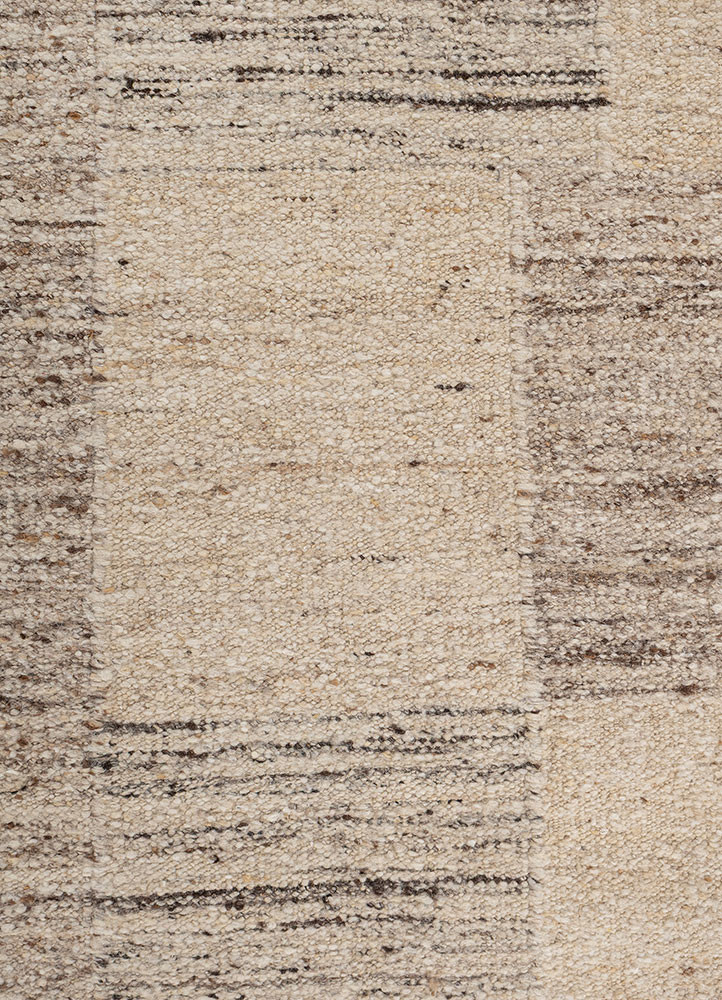 abrash beige and brown wool flat weaves Rug - CloseUp