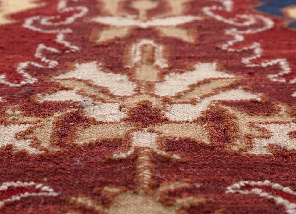 bedouin blue wool flat weaves Rug - CloseUp