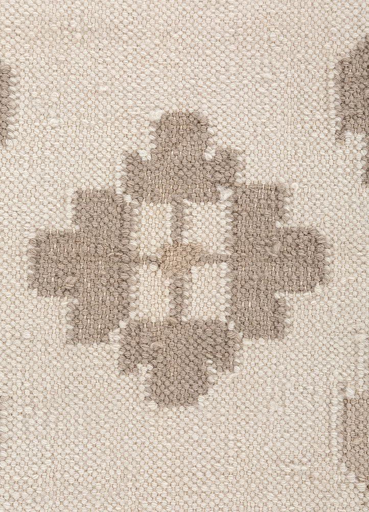 bedouin ivory wool flat weaves Rug - CloseUp