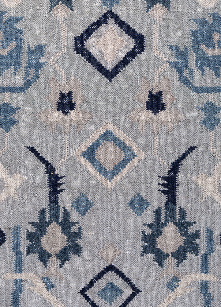 bedouin blue wool flat weaves Rug - CloseUp bedouin blue wool flat weaves Rug - CloseUp
