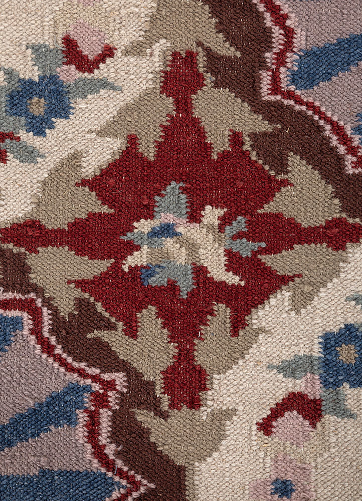 bedouin ivory wool flat weaves Rug - CloseUp
