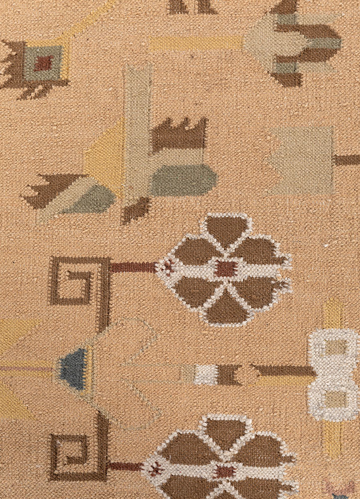 bedouin gold wool flat weaves Rug - CloseUp