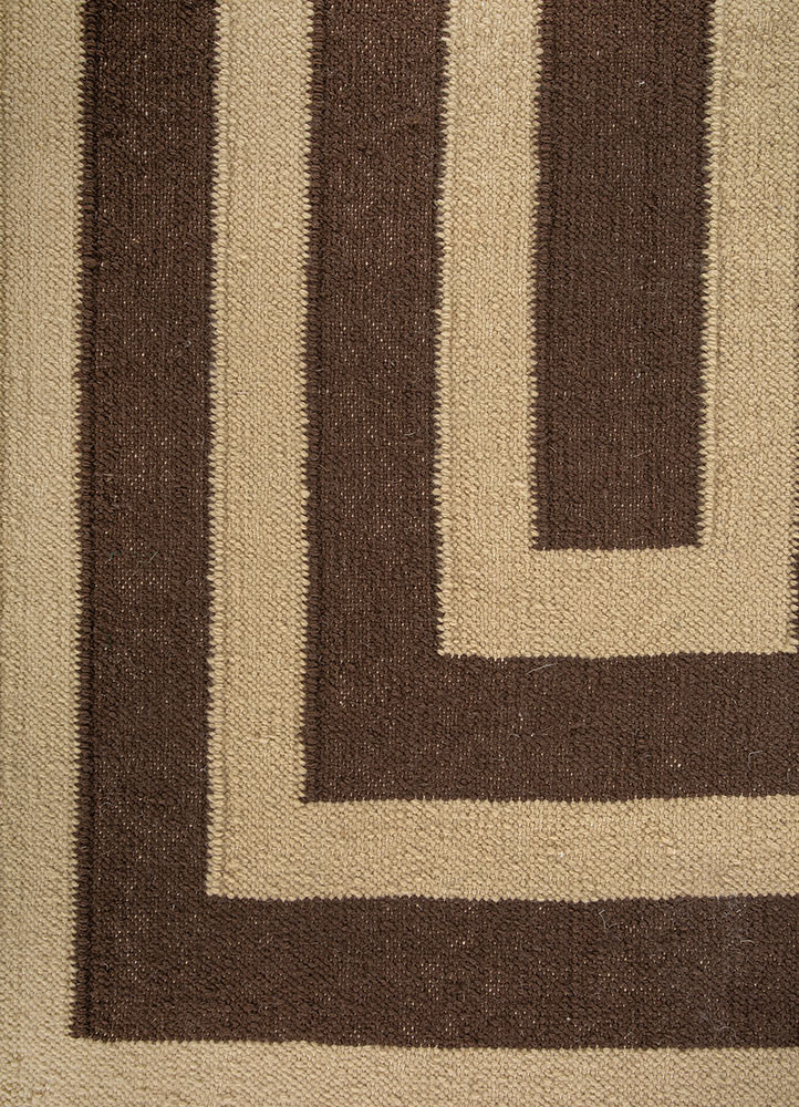 alhambra beige and brown wool flat weaves Rug - CloseUp alhambra beige and brown wool flat weaves Rug - CloseUp