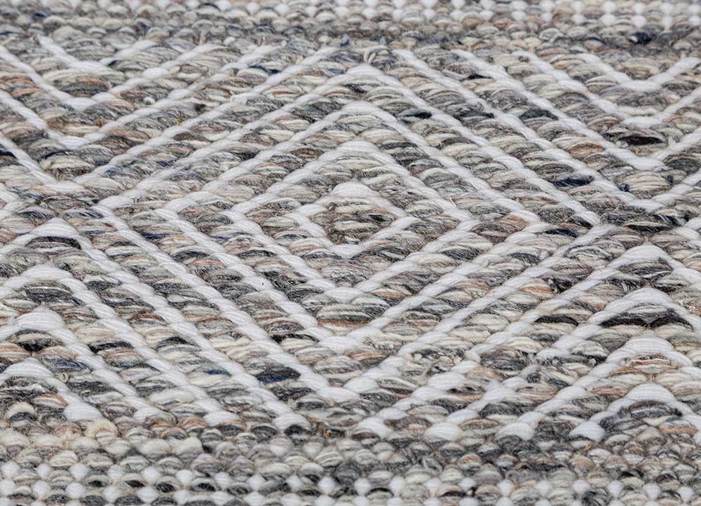abrash grey and black wool flat weaves Rug - CloseUp abrash grey and black wool flat weaves Rug - CloseUp