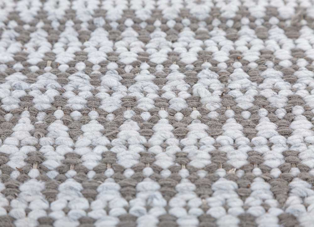 abrash grey and black wool flat weaves Rug - CloseUp