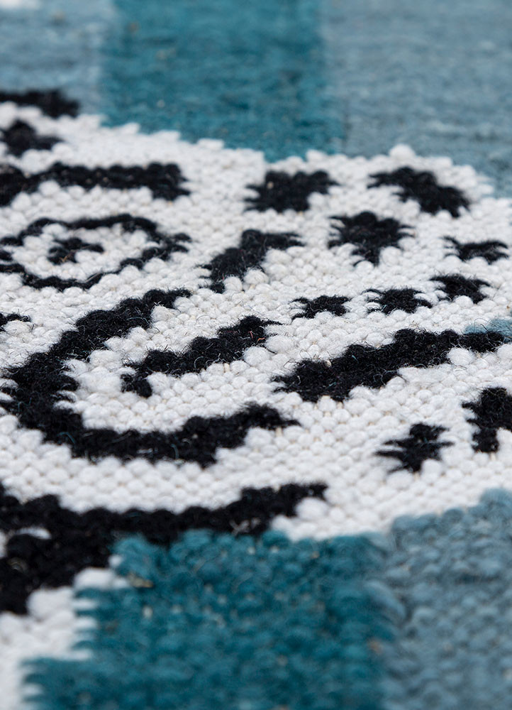 alhambra blue wool flat weaves Rug - CloseUp alhambra blue wool flat weaves Rug - CloseUp