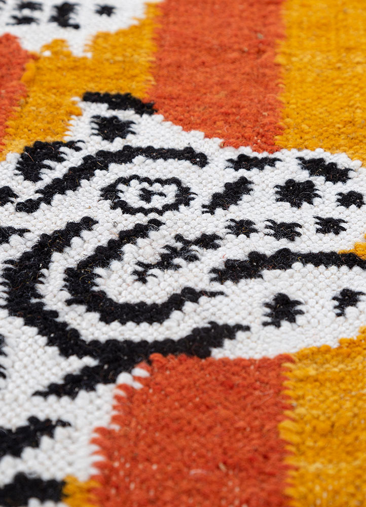 alhambra red and orange wool flat weaves Rug - CloseUp alhambra red and orange wool flat weaves Rug - CloseUp