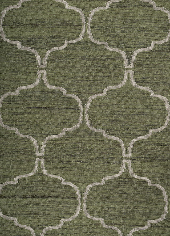 indusbar green wool and viscose flat weaves Rug - CloseUp indusbar green wool and viscose flat weaves Rug - CloseUp
