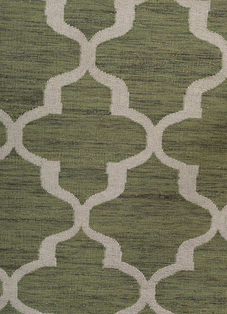 indusbar green wool and viscose flat weaves Rug - CloseUp indusbar green wool and viscose flat weaves Rug - CloseUp