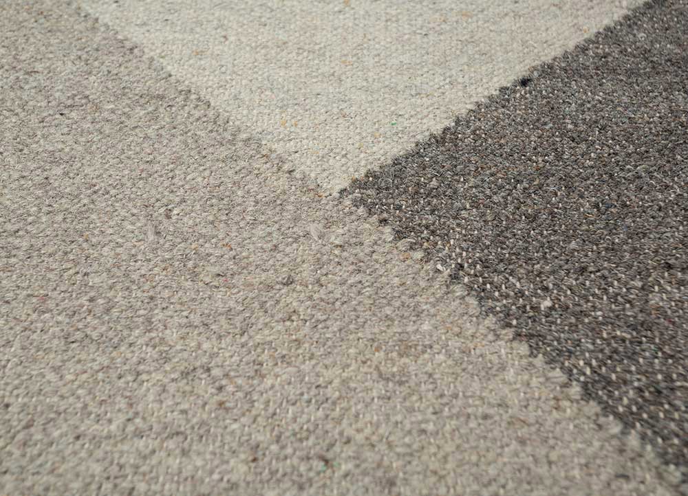 checkers grey and black wool and viscose flat weaves Rug - CloseUp checkers grey and black wool and viscose flat weaves Rug - CloseUp