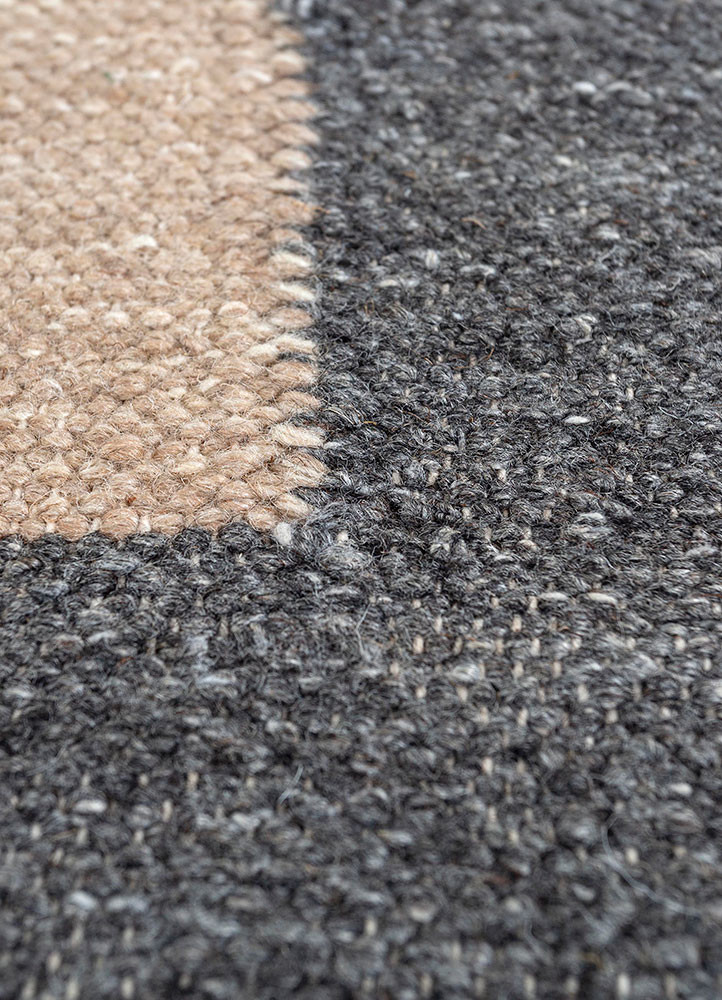 checkers blue wool and viscose flat weaves Rug - CloseUp checkers blue wool and viscose flat weaves Rug - CloseUp
