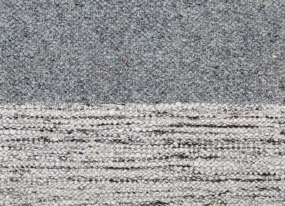 bedouin grey and black wool and viscose flat weaves Rug - CloseUp