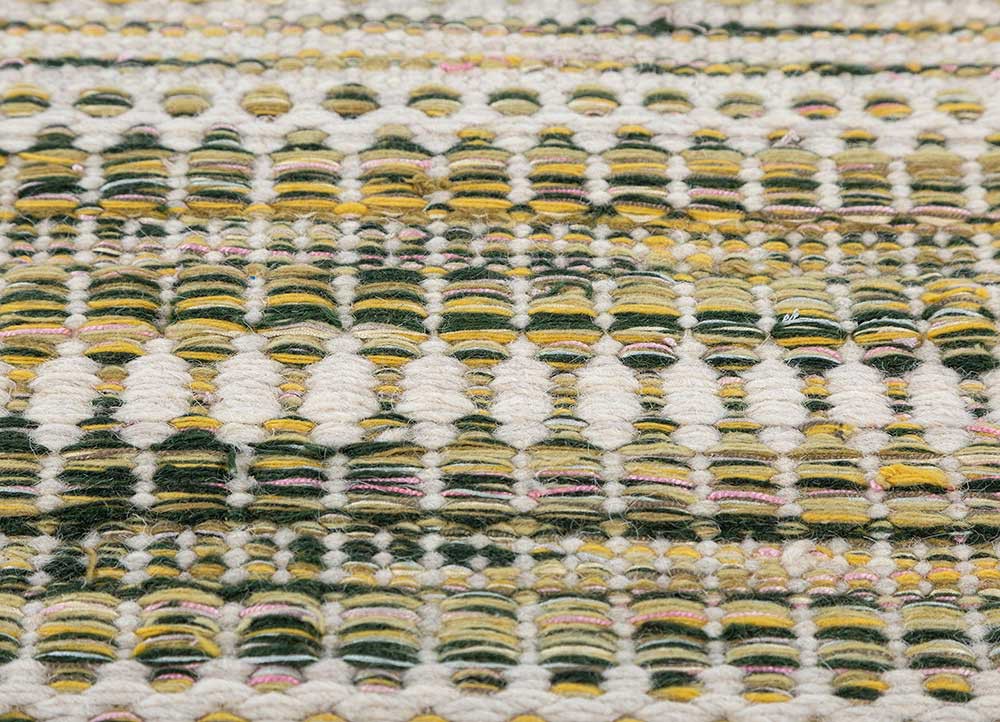 abrash green wool and viscose flat weaves Rug - CloseUp