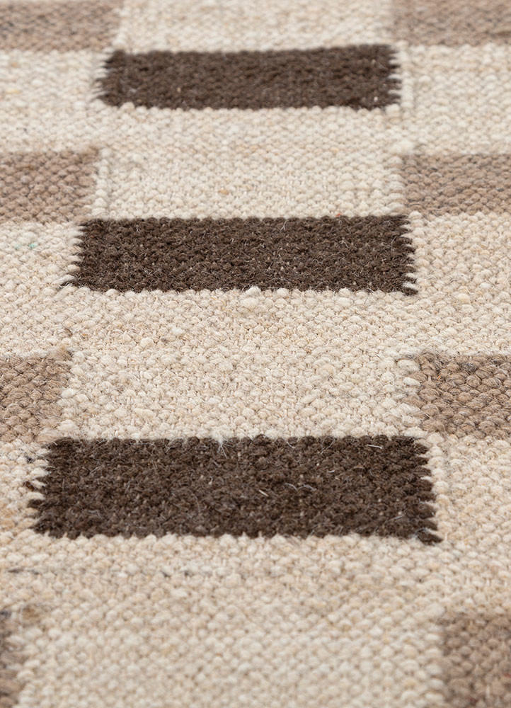 checkers ivory wool and viscose flat weaves Rug - CloseUp checkers ivory wool and viscose flat weaves Rug - CloseUp