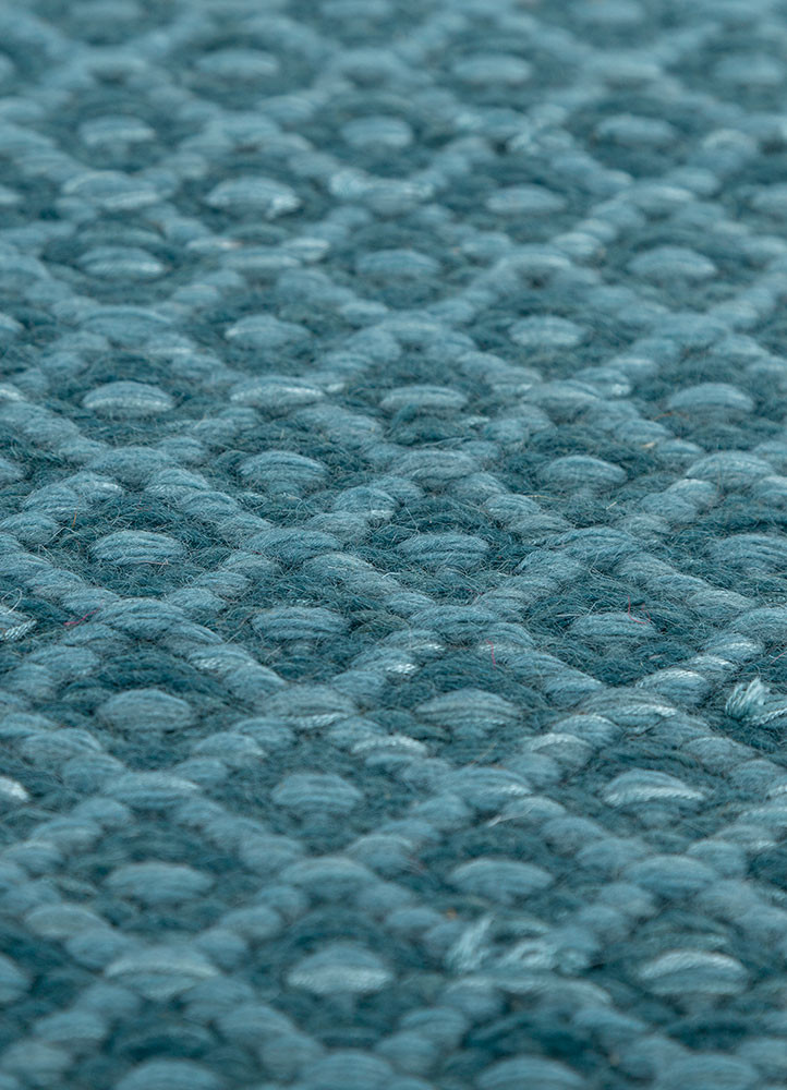 abrash blue wool and viscose flat weaves Rug - CloseUp