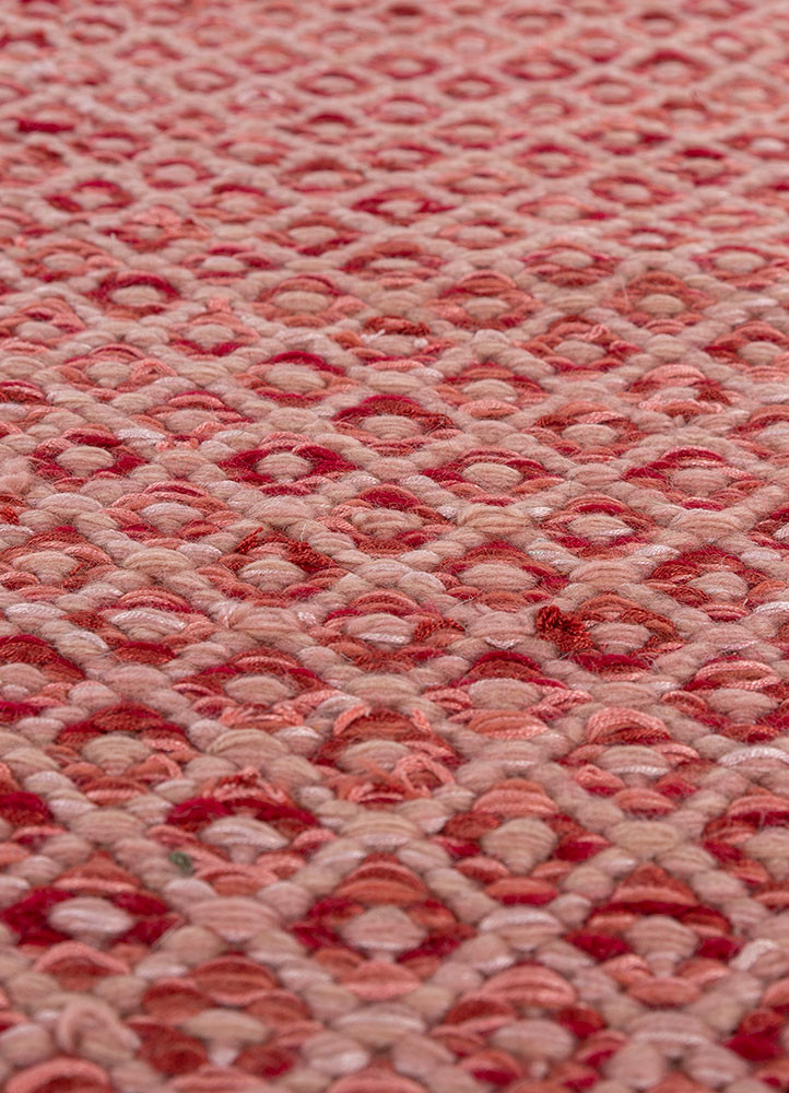 abrash red and orange wool and viscose flat weaves Rug - CloseUp abrash red and orange wool and viscose flat weaves Rug - CloseUp