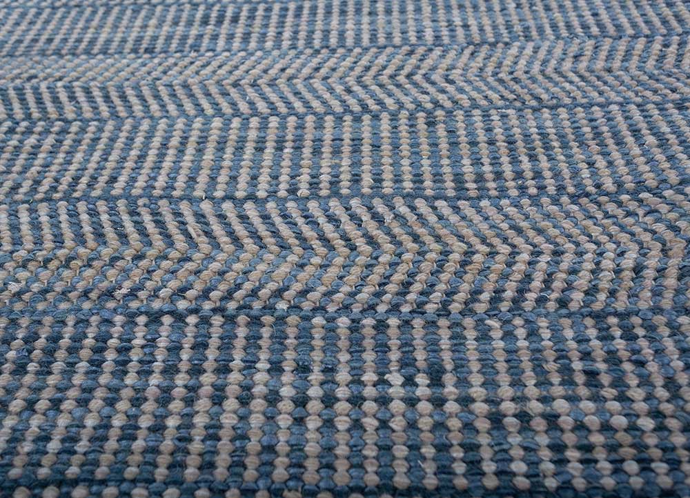 abrash blue wool and viscose flat weaves Rug - CloseUp