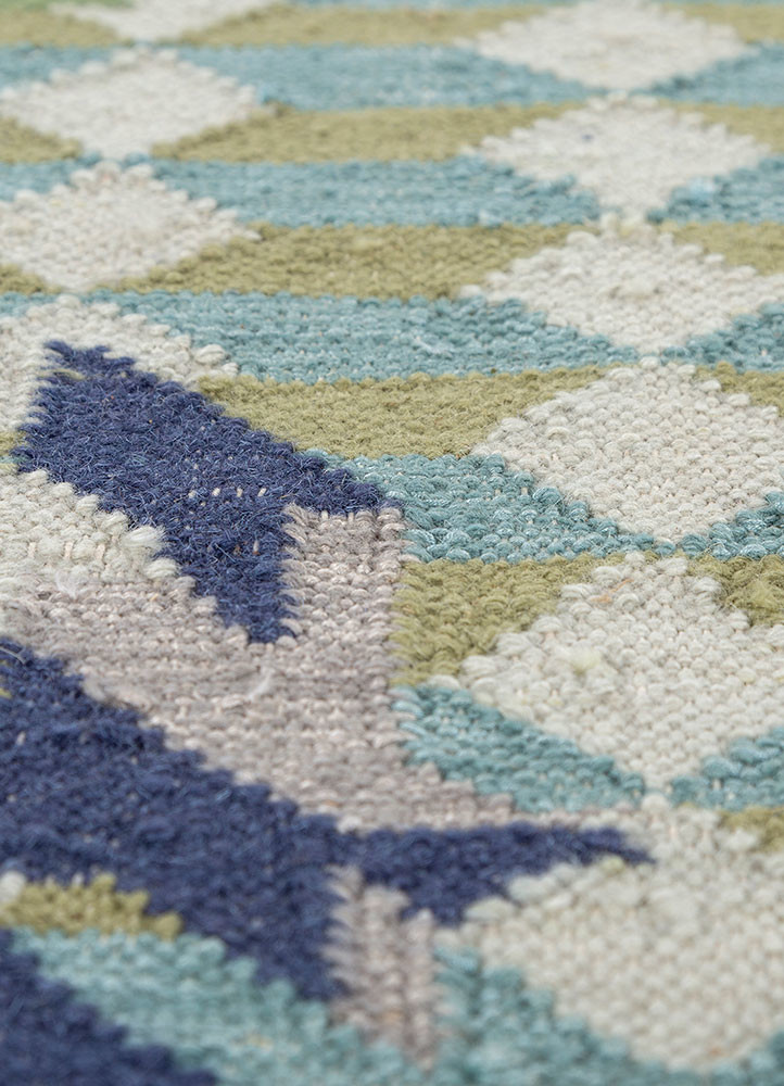 checkers grey and black wool and viscose flat weaves Rug - CloseUp checkers grey and black wool and viscose flat weaves Rug - CloseUp