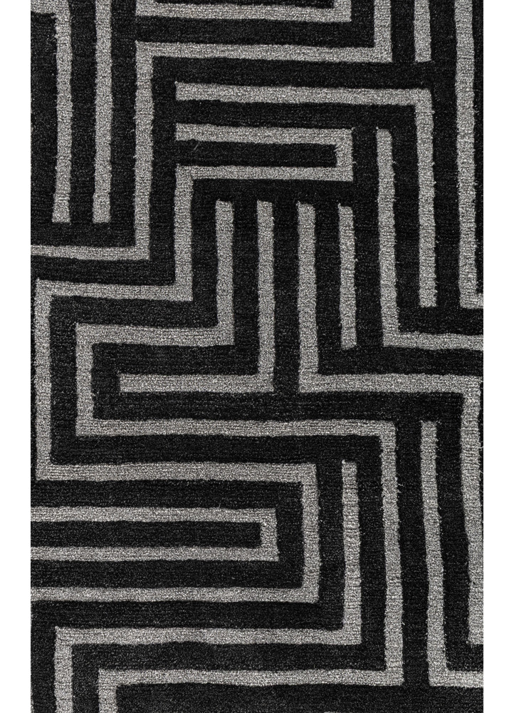 aprezo grey and black acrylic hand knotted Rug - CloseUp