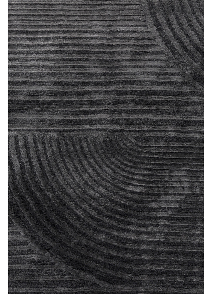 aprezo grey and black acrylic hand knotted Rug - CloseUp