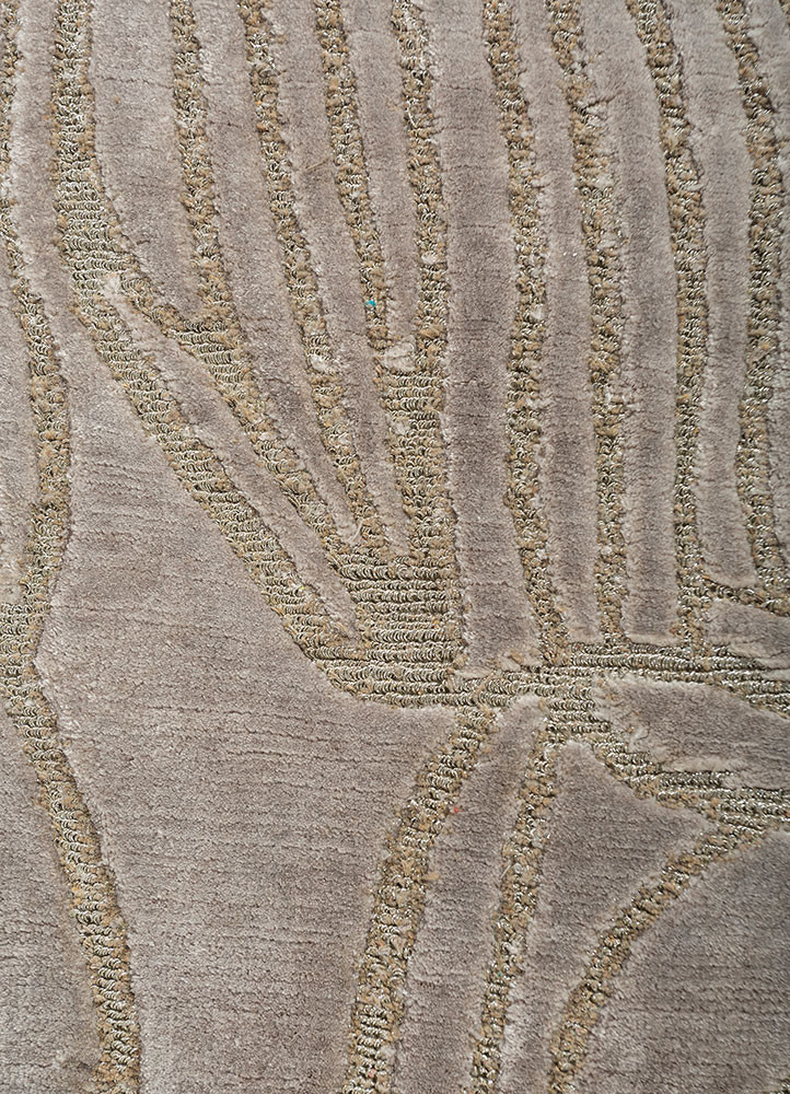 azalea grey and black bamboo silk and zari hand knotted Rug - CloseUp azalea grey and black bamboo silk and zari hand knotted Rug - CloseUp
