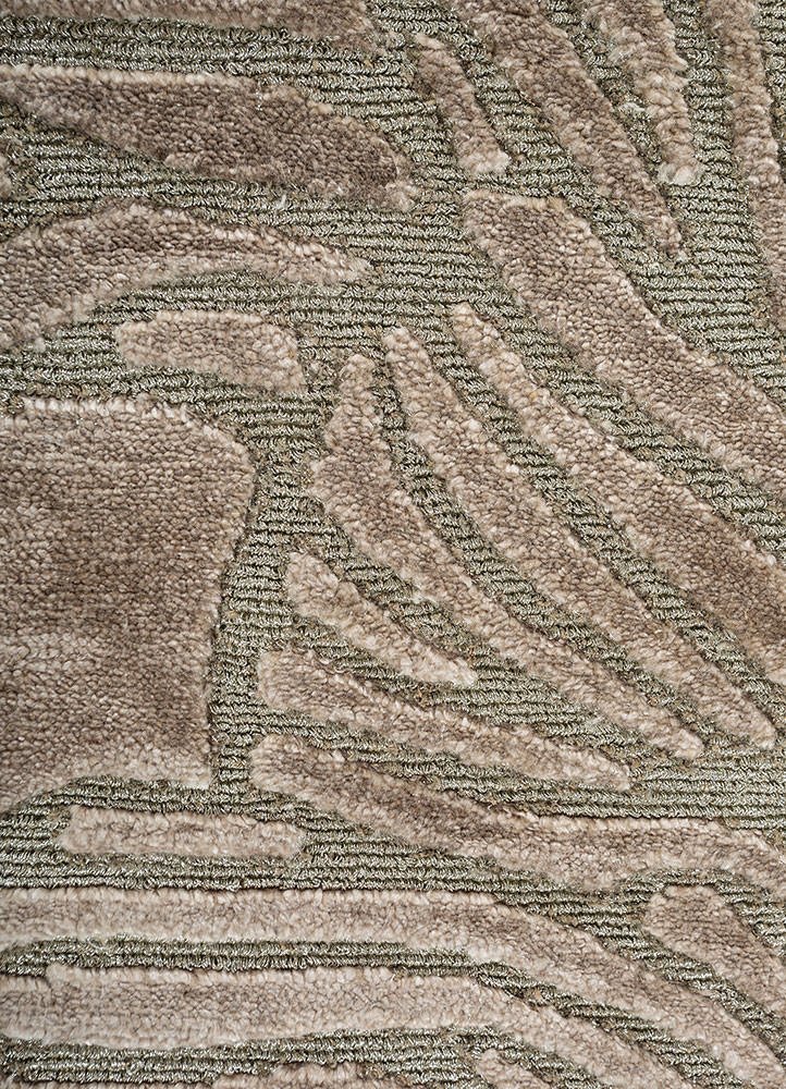 azalea beige and brown bamboo silk and zari hand knotted Rug - CloseUp azalea beige and brown bamboo silk and zari hand knotted Rug - CloseUp