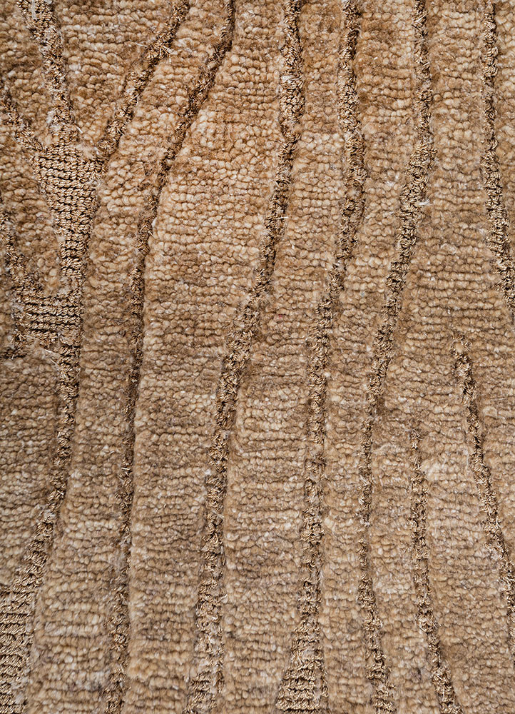 azalea beige and brown bamboo silk and zari hand knotted Rug - CloseUp